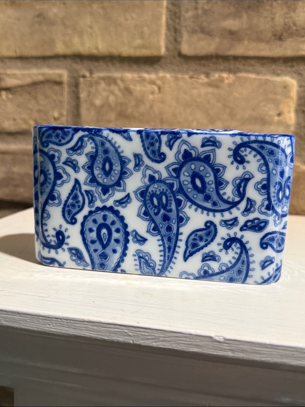 Neiman Marcus Blue and White Paisley Ceramic Pen & paper